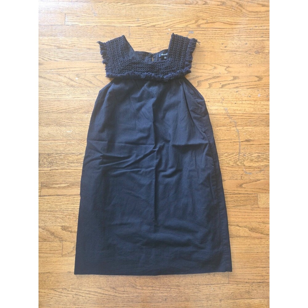 Madewell Womens Linen Blend Black Lined Sleeveless Midi Dress Size 4